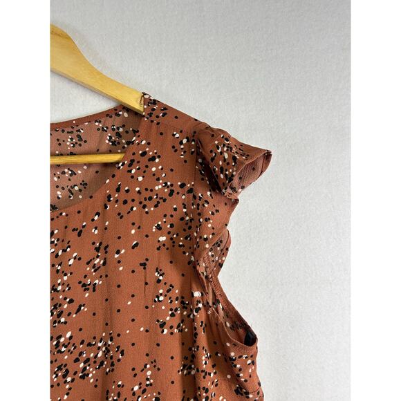 Boho Feminine Brannan Brown‎ Dress – Rust with Black & White Dots, Size L - Picture 5 of 11